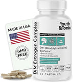 Youth & Tonic DIM Estrogen Complex – Estrogen Metabolism Support, Non-Hormonal Plant-Derived Formula with Broccoli Extract, Calcium D-Glucarate & BioPerine®, 30 Capsules