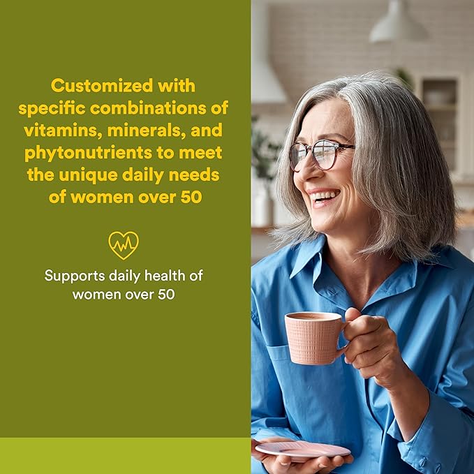 Natural Factors Whole Earth & Sea Women's 50+ Multivitamin & Mineral - Daily Multivitamin with Calcium, Selenium & More - Supports Bone & Brain Health - 60 Tablets (30 Servings)