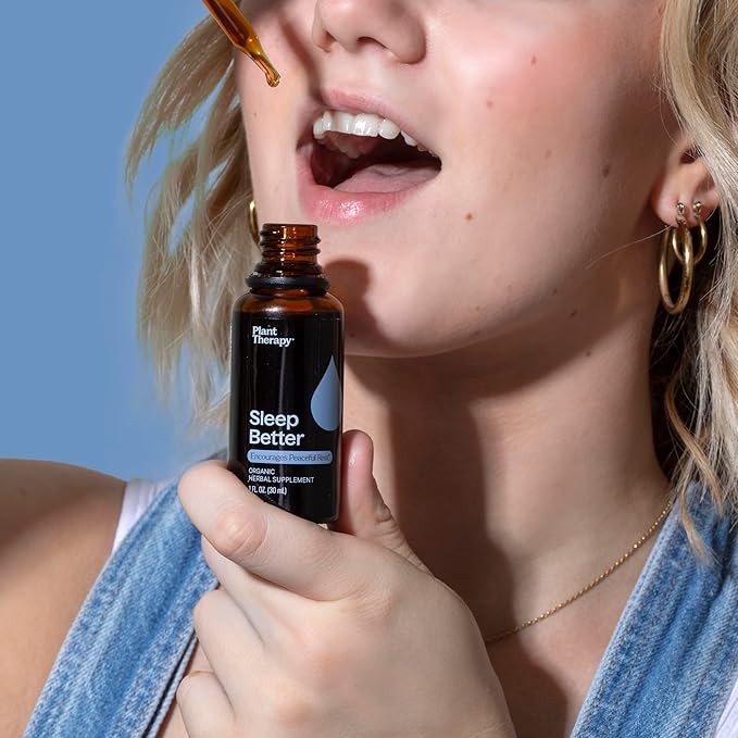Plant Therapy Organic Sleep Better Tincture 30 mL (1 oz) Supports Relaxation & Sleep, Helps Calm a Busy Mind, with Chamomile, Lemon Balm & Valerian Extracts