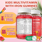 2 Pack Iron Supplement Gummies for Kids with Multivitamin, Calcium, Zinc, Folate - Kids Iron Gummies Support Immune, Blood Builder, Iron Deficiency, Anemia & Energy - Vegan, Strawberry