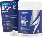 InnoSupps Inno NMN+ Supplement 500mg NAD Booster for Brain Function, Anti Aging & Cell Regeneration, Supports Cellular Energy, Muscle & Heart Health, w/Resveratrol, Niacin, & Vitamin C - 30 Servings