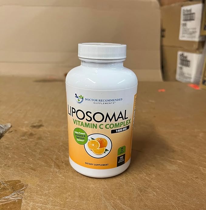 Liposomal Vitamin C 1400mg Per Serving - High Absorption Ascorbic Acid, Lypo-Spheric Vitamin C Complex Immune Support Supplement w/Powerful Antioxidants and Collagen Booster, (180 Veggie Caps 2 Pack)