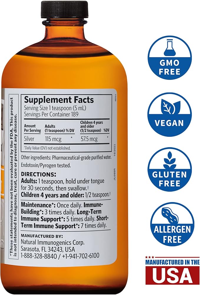 Argentyn 23 Professional Immune Support - Colloidal Silver, Bio-Active Silver Hydrosol, 23 ppm, Liquid Twist Top, 32 Fl Oz (946 mL)