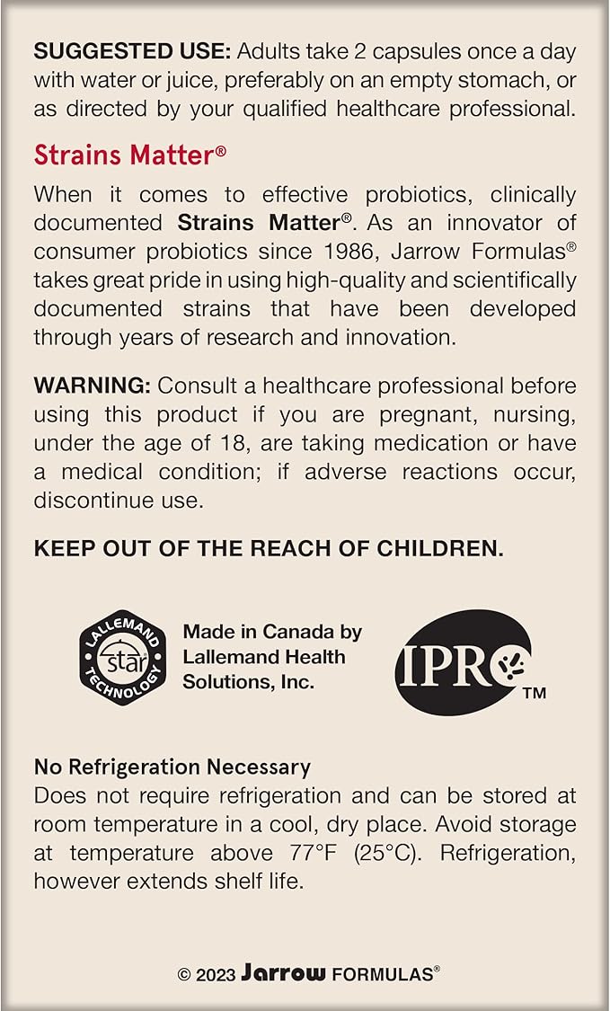 Jarrow Formulas Jarro Dophilus Probiotics 10 Billion CFU - Probiotic Supplement Capsules for Digestive Health & Gut Health for Women and Men, 120 Veggie Capsules, Up to 60 Days, Shelf Stable