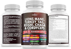 NEW AGE Lions Mane Mushroom Supplement with Turkey Tail Reishi Cordyceps Chaga with Marshmallow Root