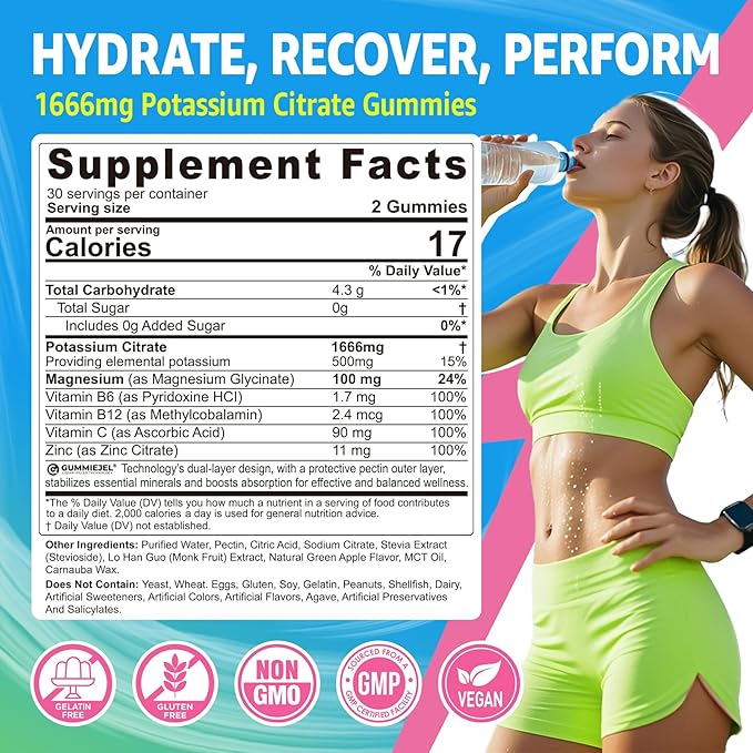 Fisetin Supplement, Potassium Citrate Gummies, 2 Pack
