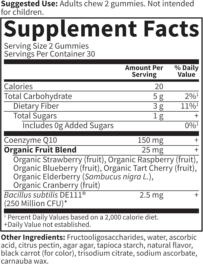 Garden of Life Vitamin Code CoQ10 Gummies 150 mg, Coenzyme Q10 for Heart Health, Energy Production & Healthy Aging & Probiotics for Digestion, Non-GMO, Gluten-Free, 60 Strawberry Gummies,(Pack of 2)