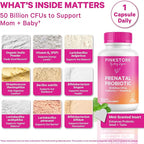 Pink Stork Prenatal Probiotic for Women | 50 Billion CFU | Vitamin B6, Prebiotics | Pregnancy Probiotics for Morning Sickness | Digestive, Immune, & Gut Health | Vegan, Gluten-Free | 30 Capsules, Mint