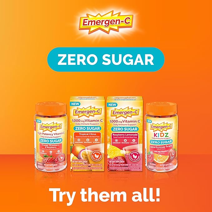 Emergen-C Zero Sugar Immune Support Kidz Gummies, 36 Count (Pack of 2)
