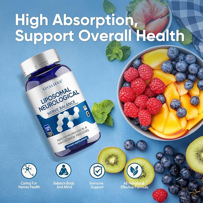Migraine Relief Supplement | 120 Capsules Liposomal Neurological Health Formula with Magnesium Glycinate, Riboflavin (Vitamin B2) & Feverfew | Daily Brain Function