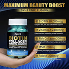 zipvit Biotin Collagen Gummies – Hair Skin and Nails Vitamins for Women & Men – Hair Growth Vitamins: B1, B2, B3, B6, B7, Collagen, Keratin, Vitamin A & D – Hair Growth Supplement – 60 Gummy Bears