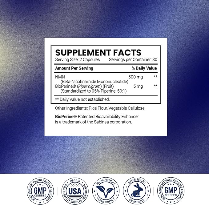 Research Verified NMN - Boost Cellular Energy, Support Healthy Aging & Vitality - 500mg Pure NMN - 60 Capsules - Pack of 3