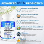 Probiotics for Men, Advanced 50+ Mens Probiotic, Comprehensive Gut & Energy Support with 850 Billion CFU, 1800mg Prebiotics Fiber – Tailored Wellness Mens probiotics for Gut Health Over 50, 360 Caps