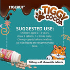 TIGGY Cocoa Chewable Tablets with Tiger Milk Mushroom – Delicious, Convenient and Nutritious Cocoa-Based Supplement for Energy, Wellness, and Overall Health – 60 Tablets, Kids & Adults