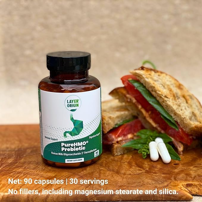 Layer Origin PureHMO Human Milk Oligosaccharide (HMO 2'-FL) Prebiotic Fiber - Feed 180 Billion Probiotics/Serving, 30-Day Supply
