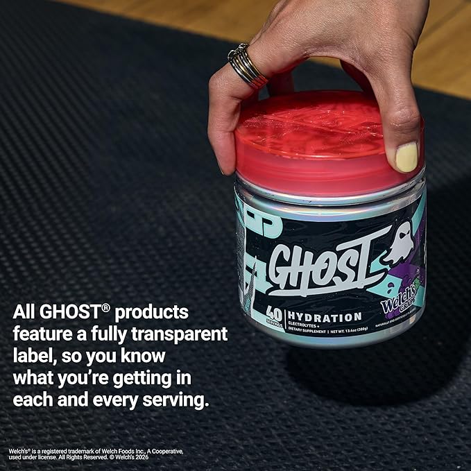 GHOST Hydration Tub, Electrolyte Powder, Welch’s Grape - Sugar Free Instant Electrolyte Drink Mix - Caffeine-Free Daily Hydration & Immune Support with Clean Formula - 40 Servings