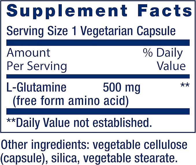 Life Extension L-Glutamine,500 mg L-glutamine,Amino Acid,Supports Muscle Health and Immune Health,Gluten-Free,Non-GMO,100 Vegetarian Capsules,(Pack of 2)