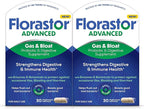 Florastor Advanced Gas and Bloat Probiotic, Digestive Enzymes and Botanicals, Plus Probiotics for Digestive Health, 30 Capsules (Pack of 2)