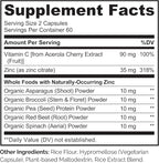 NATURELO Vegan Zinc Immune Support Capsules - Whole Food Complex with Vitamin C for Healthy Skin, Hair, and Nails - 120 Capsules (Pack of 2)