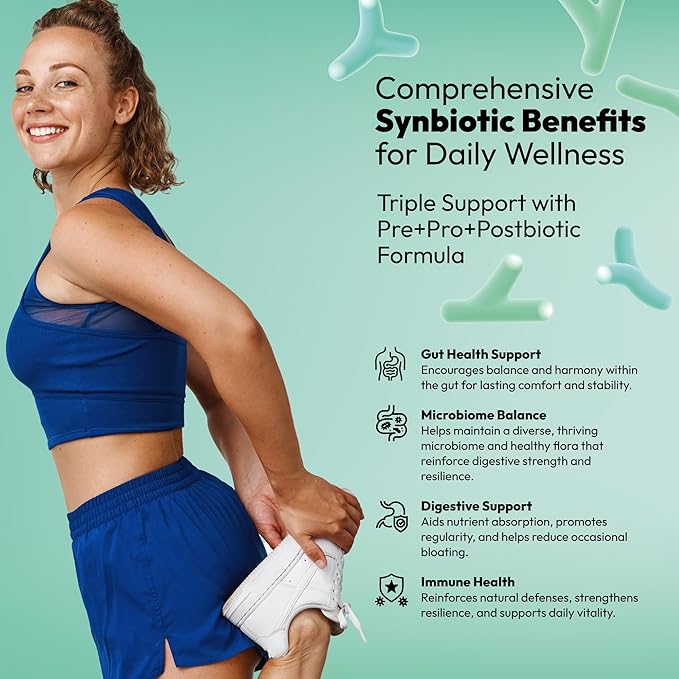 NutraPep Synbiotics Probiotic Prebiotic Postbiotic - Daily Gut Health Support with Pre Pro & Post Biotics for Men Women - Digestive & Immune Support Balance Synbiotic Supplement - Vegan Gluten Free