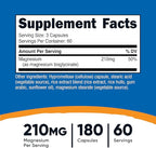 Nutricost Magnesium Glycinate Capsules (180 Capsules, 210 mg Per Serving) - Magnesium Glycinate Supplement for Gentle Absorption