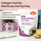 VEV Multi Collagen Peptides Powder, 16 oz (41 Servings) – Type I, II, III, V, X, Hydrolyzed Collagen, Hyaluronic Acid, Biotin, Vitamin C, Supports Skin, Unflavored, Dissolves Easily