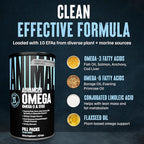 Animal Advanced Omega 3 Fatty Acids - 3500mg EPA DHA Fish Oil Omega 3 Supplement for Women & Men High Potency Blend with CLA GLA ALA for Brain Skin Eye Immune Joint Health 30 Pill Packs