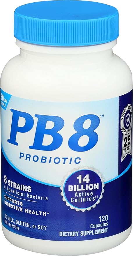 Nutrition Now PB8 Acidophilus Probiotic, Gluten Free, 120 Capsules (Pack of 1)