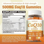 1 Pack 500MG Coq10 Gummies - 3X Better Absorption, Plus Omega-3, Magnesium, Vitamin B3 & Zinc - Coenzyme Q10 Supplements for Heart Health, Cellular Energy & Antioxidant, Vegan, 60 Counts