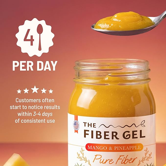 The Fiber Gel High Dietary Fiber Prebiotic Gel Formula — 100% Natural & Clean Label — Plant-Based Psyllium Husk & Inulin Complex — Keto Friendly, Vegan, No Added Sugar — Mango&Pineapple, 32 oz