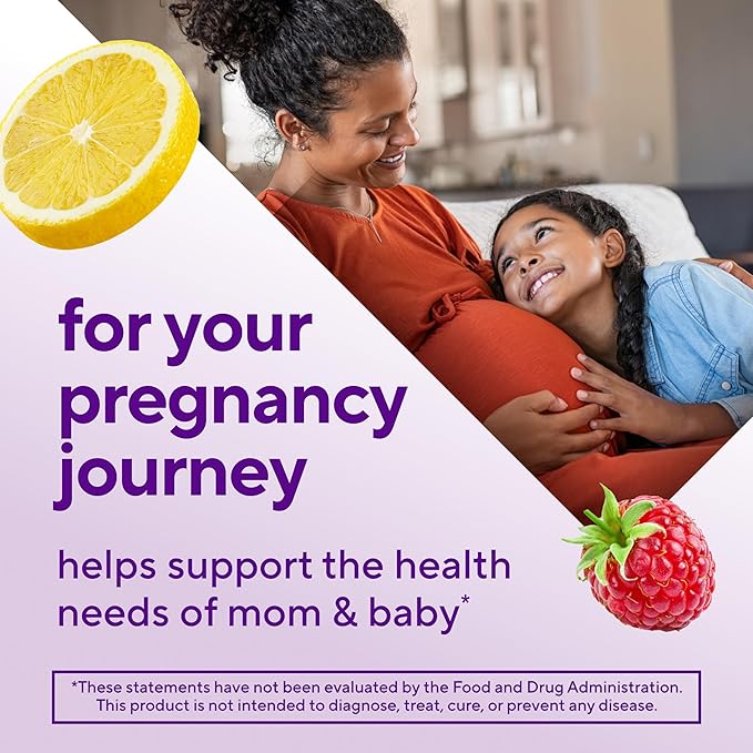vitafusion PreNatal Gummy Vitamins, Raspberry Lemonade Flavor, Prenatal Vitamin Supplement for Women with Folate and DHA, 45 Day Supply, 90 Count