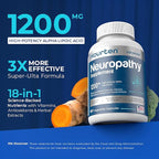 Neuropathy Sciatica Nerve Support Supplement - 1200mg High-Potency Alpha Lipoic Acid 18-in-1 Nutrient Blend - Neuropathy Support for Feet Legs Hands Lower Back 180 Capsules