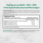 Naturalis Vegan Omega 3 DHA, EPA & DPA from Algae | Vegan Society Certified, Sustainably Sourced, True Full Spectrum | 120 Veggie Softgels (Carrageenan Free)