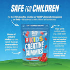 TASTY GAINS Kids & Teen Creatine Gummies with Vitamin B12 for Growth Support, Easy Chew Daily Supplement, Gummy Vitamins for Kids and Teens, Ages 5+