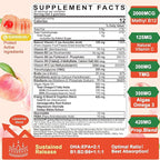 Super Methylated Vitamin B Complex Gummies - All B Vitamins + Omega-3, Magnesium, CoQ10, Ashwagandha,Vitamin C, TMG- For Women Men- Methyl B12 2000 mcg, Methylfolate, B1,B2, B3,B5,B6,B7- Sugar Free