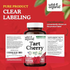 Wild & Organic Tart Cherry Capsules 600 mg - Uric Acid Support - Tart Cherry Extract Supplement - Prunus Cerasus Fruit Powder - 90 Days of Supply - Vegan, No Fillers, Non-GMO - 90 Count
