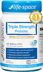 Life-Space Triple Strength Broad Spectrum Probiotic, 96 Billion CFU & 15 Diverse Strains, Advanced Formulated for Digestive Health & Immune Health, Probiotics for Women & Men - 30 Veg Capsules