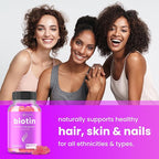 NutraChamps Sugar Free Biotin Gummies 10000mcg [High Potency] - Healthy Hair, Skin & Nails for Women, Men & Kids - 5000mcg in Each Gummy - Vegan Hair Health Vitamins Supplement - Raspberry (2-Pack)