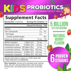 Probiotic for Kids - Natural Immune Support & Digestive Health Supplement - Nature's Daily Children's Probiotic Gummy for Ages 4+ Vegan, Gluten, Soy & Dairy Free - Berry Flavored - 60 Gummies