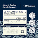 Magnesium Glycinate 400mg | High Absorption Formula for Sleep, Calm, Muscle Relaxation, Heart, Bone & Nerve Support for Women & Men | Chelated Magnesium Glycinate Supplement | 120 Ct (2 Month Supply)