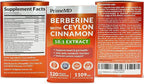 PrimeMD 21-in-1 Berberine Supplement with Ceylon Cinnamon with Chromium, Bitter Melon and Green Tea Extract and Black Pepper Extract for Energy (120 ct, Pack of 2)