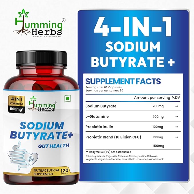Sodium Butyrate with Calcium Magnesium Butyrate Contains Inulin, Probiotics, Magnesium and Calcium - 210 Capsules
