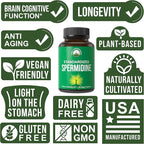 Spermidine Supplement Ultra High Strength Standardized to 99% Spermidine Trihydrochloride. More Potent Than Wheat Germ Extract. Vegan Capsules for Healthy Aging, Longevity. USA Tested Supplements