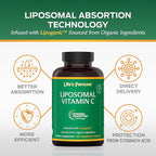Life's Fortune Liposomal Vitamin C 2100 mg, Fast Acting Absorption, Higher Bioavailability Supporting Immune System, High Antioxidant Supplement Formula – Collagen Booster – 180 Capsules