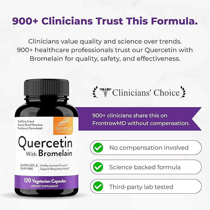Quercetin with Bromelain Vegetarian Supplement Capsules | 240 Count (1000mg Per Serving 2400 GDU/g) | Supports Healthy Immune System, Helps With Seasonal Allergy Support | High Absorption Antioxidant