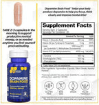 NATURAL STACKS Dopamine Brain Food - 650mg L-Tyrosine Supplement - Dopamine Supplement for Focus & Mental Drive - Supports Mental Energy - Neurotransmitter Support with B Vitamins - 60 Capsules