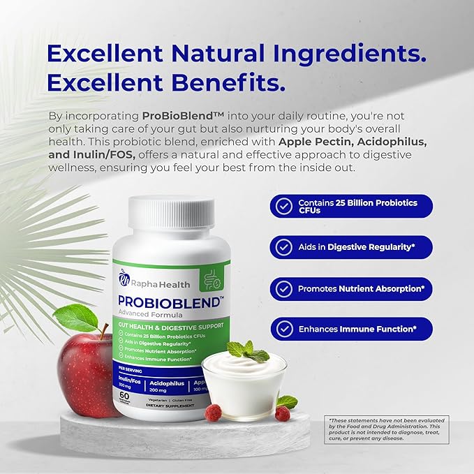 PROBIOBLEND | 25 Billion CFU Probiotic & Digestive Enzyme Complex | Supports Gut Health, Digestive Regularity, and Immune Function | 60 Capsules, 30-Day Supply