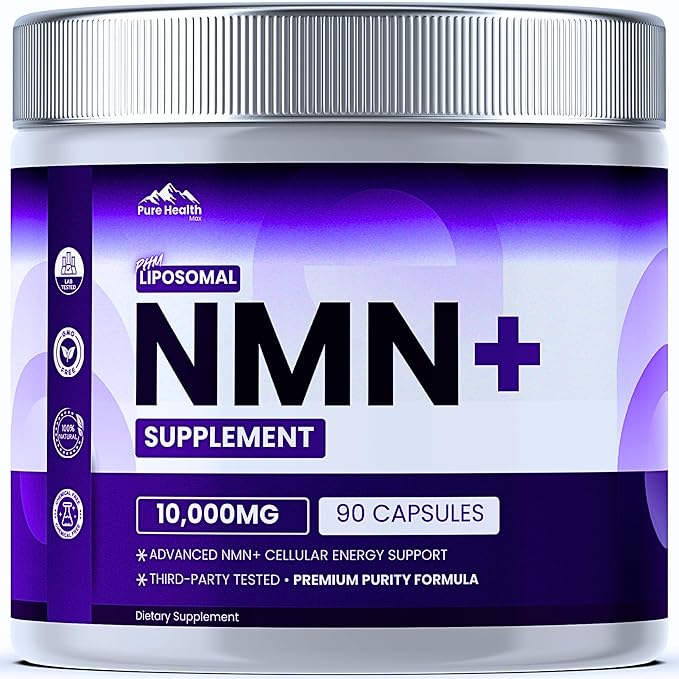 NMN Supplement with NAD+ and Resveratrol - 10,000MG Extra Strength | NMNH Alternative | NAD Liposomal Supplements for Men and Women - Supports Cellular Energy | 90 Capsules, 3 Months Supply