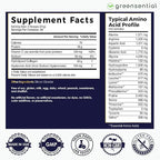 Greensential Collagen Peptides Plus Powder 21oz | + Acerola Vitamin C & Hyaluronic Acid | 100% Hydrolyzed Grass-Fed | Hair, Skin, Nail & Joint Support | Easy to Mix, Unflavored, 28 Servings