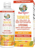 MARYRUTH'S Organics | Liposomal Turmeric & DHA | Curcumin | Ginger Root Oil | Algal DHA & Vitamin E | Cognitive Function | Mood Support | Joint Health | Liquid Supplement | 15.22 oz